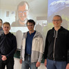 The image shows Norbert Kockmann, Hendrik Borgelt, and Alexander Behr with two guest researchers from the Czech Technical University