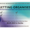 Ausschnitt des Einladungsflyers "Getting Organised"